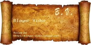 Blayer Vidor névjegykártya